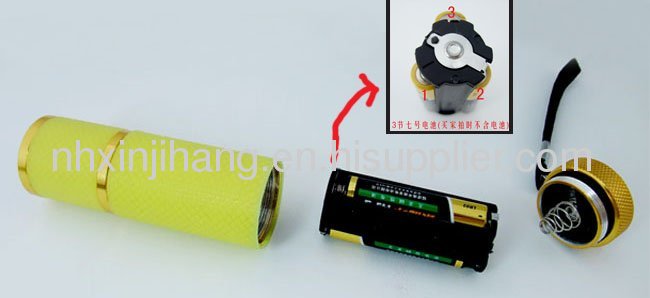 9led aluminum torch use 3*aaa battery