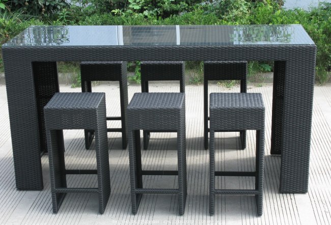 6chairs bar sets made of PE rattan suit in outdoor