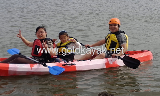 family sit on top PE kayak/ trio sit on top fishing kayak/ three seaters sit on top kayak