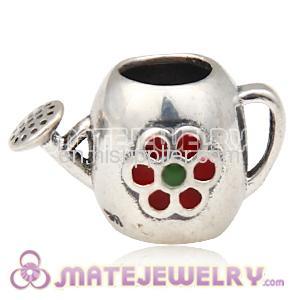 european Sterling Silver Red Enamel My Garden Charm For Bracelets