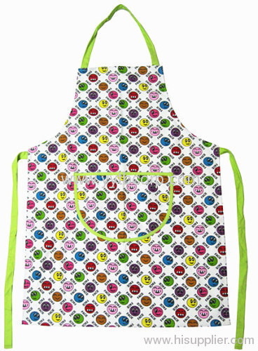 smiling face printed canvas apron, kitchen apron