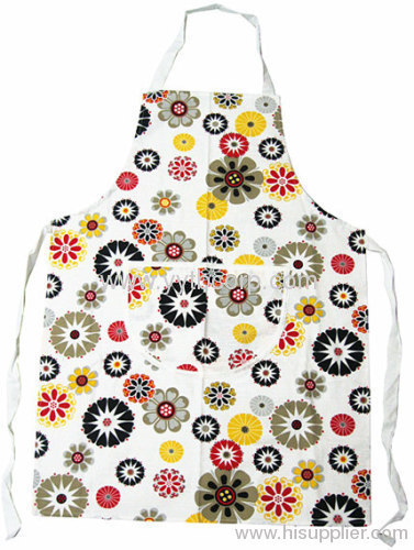 flower printed slubbed apron