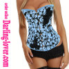 Blue Sexy Flower Print Corset