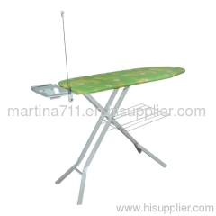 Metal mesh top ironing board with Garment rack and cable holder