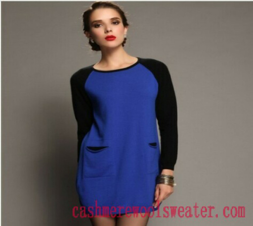 Crew Neck Lady Cashmere Dresses