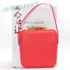 Beautiful Silicone Cosmetic Saddle bag with embossed heart design