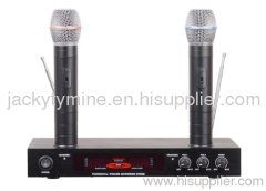 VHF dual channel echo rechargeable wireless microphone