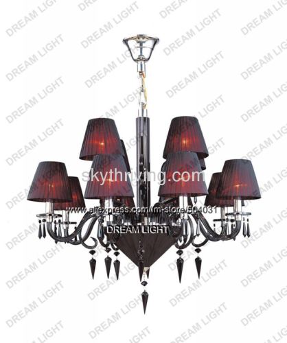 crystal candle chandelier lamp, fabric shade