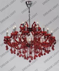 red crystal chandelier lamp, candle lamp