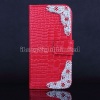 Luxury Diamond Encrusted Crocodile Skin Texture Flip Wallet Styles Leather Cases For iPhone 5