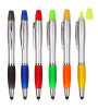 Promotional stylus ballpoint pen with highlighter