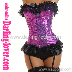 Purple Sexy Beads Lace Corset