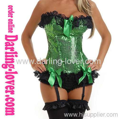 Green Beads Sexy Lace Corset