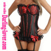 Black Red Bra Overbust Lace Corset