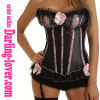 Pink Bra Sexy Black Lace Corset