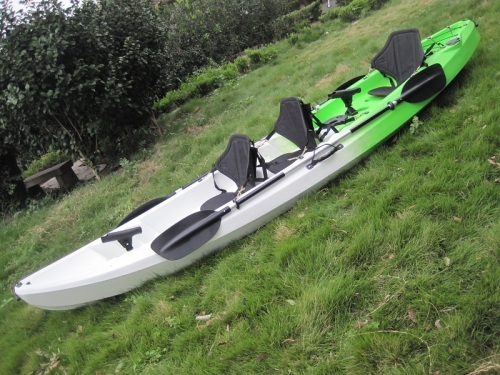 three person sit on top kayak