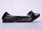 Bow Womens Ballerina Flat Shoes , Black PU Upper Flat 36 Size