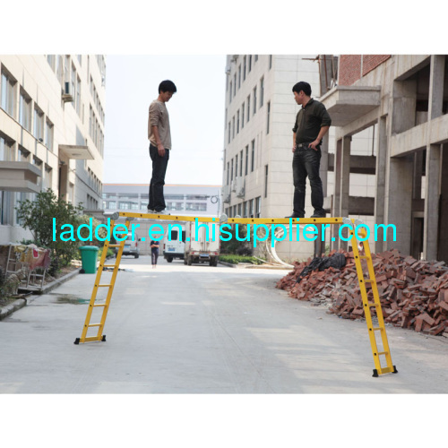 multifunctional ladder multipurpose ladder aluminum foldable ladder 4X6steps yellow color 7m 24rungs 22.97feet