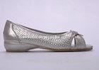 Open-Top Ladies Flat Pumps , 40 Size Spring PU Upper Silver