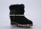 Cow Leather Ladies / Womens Booties Shoes , 9 Size Black Tassel Upper