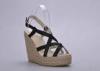 Stripe Upper Ladies Wedge Sandals , 38 Size High-end Summer
