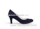 Black High Heel Pump Shoes , 9.5 Size Middle Heel Leather Pump