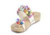 Pinpointing Leather Espadrille Wedge Sandals With Corlorful Flower