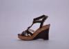 Black Espadrille Wedge Sandals , Womens Wedge Heighten , 41 Size