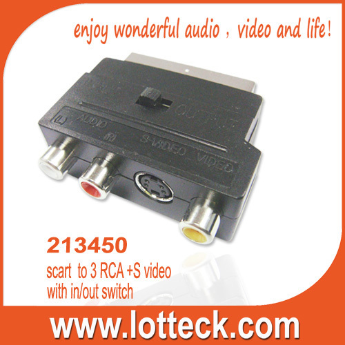 scart to 3 RCA +S video with in/out switch