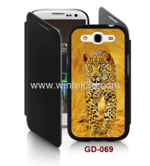 Leopard picture Samsung Galaxy Grand DUOS(i9082) 3d case with cover,pc case rubber coated,with leather cover