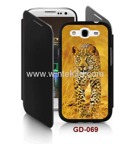 Leopard picture Samsung Galaxy Grand DUOS(i9082) 3d case with cover,pc case rubber coated,with leather cover