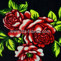 Peony design printed pleuche fabric or velvet crushed