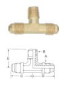 Brass pipe fitting, Two Way Tee - Flare to NPT on Branch