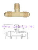 Brass pipe fitting, Two Way Tee - Flare to NPT on Branch