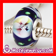 Handmade Sterling Silver Core european Lampwork Glass Charm Beads