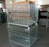 Stacking and folding wire mesh container with wheels