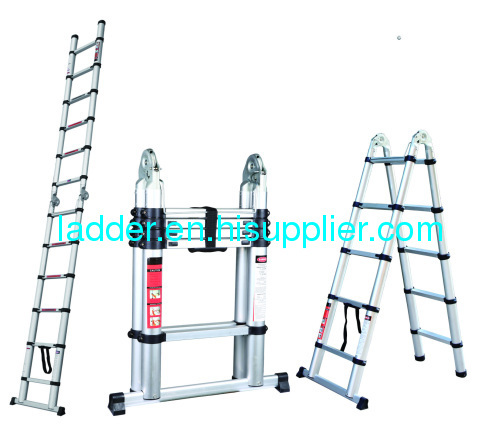 telescopic ladder with hinges double-using telescoping ladder aluminium folding ladder 10steps 10rungs 3.2m 10.5feet
