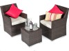 3 Piece Rattan All Weather Furniture Outdoor Garden Set