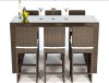 6 Seat High Back Rattan Garden Furniture Bar Stool Set