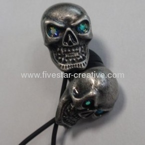 Gothic Skull Earphone Earbuds Metal Silver&Grey Chrome Earbud for iPhone