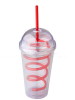 16oz Double Wall Plastic Cup with Dome Lid & Curving Straw