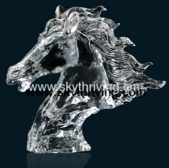 crystal animals, crystal glass horse head