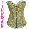 Green Jacquard Zipper Corset