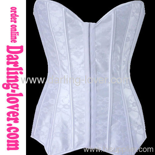 New White Lace Zipper Corset