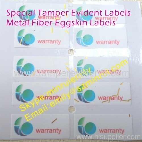 Custom Special Metallic Fiber Destructible Labels,Special High Security Tamper Evident Labels