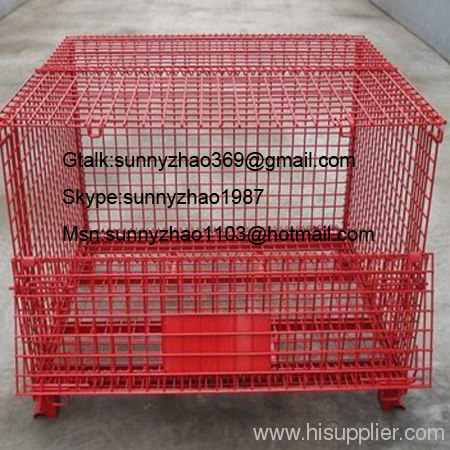 Folded metal wire mesh container