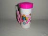 pink lovely kids plastic water cups with lids