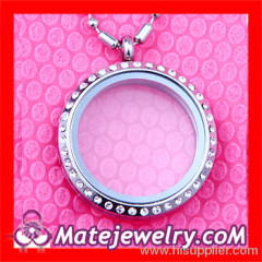 Wholesale Stainless Steel Crystal Glass Living Floating Charm Locket Necklace