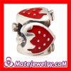 Cheap China Stering Silver european Enamel Red Strawberry Charm Beads