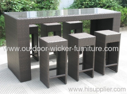 6chairs bar sets made of PE rattan suit in outdoor